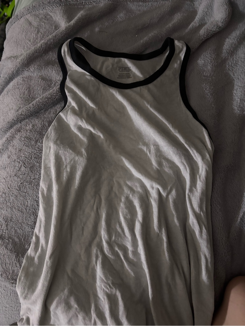 PINK Victoria's Secret White Tank with Black Trim